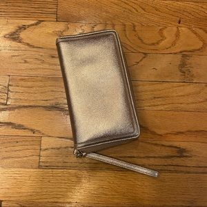 Halogen leather rose gold wallet